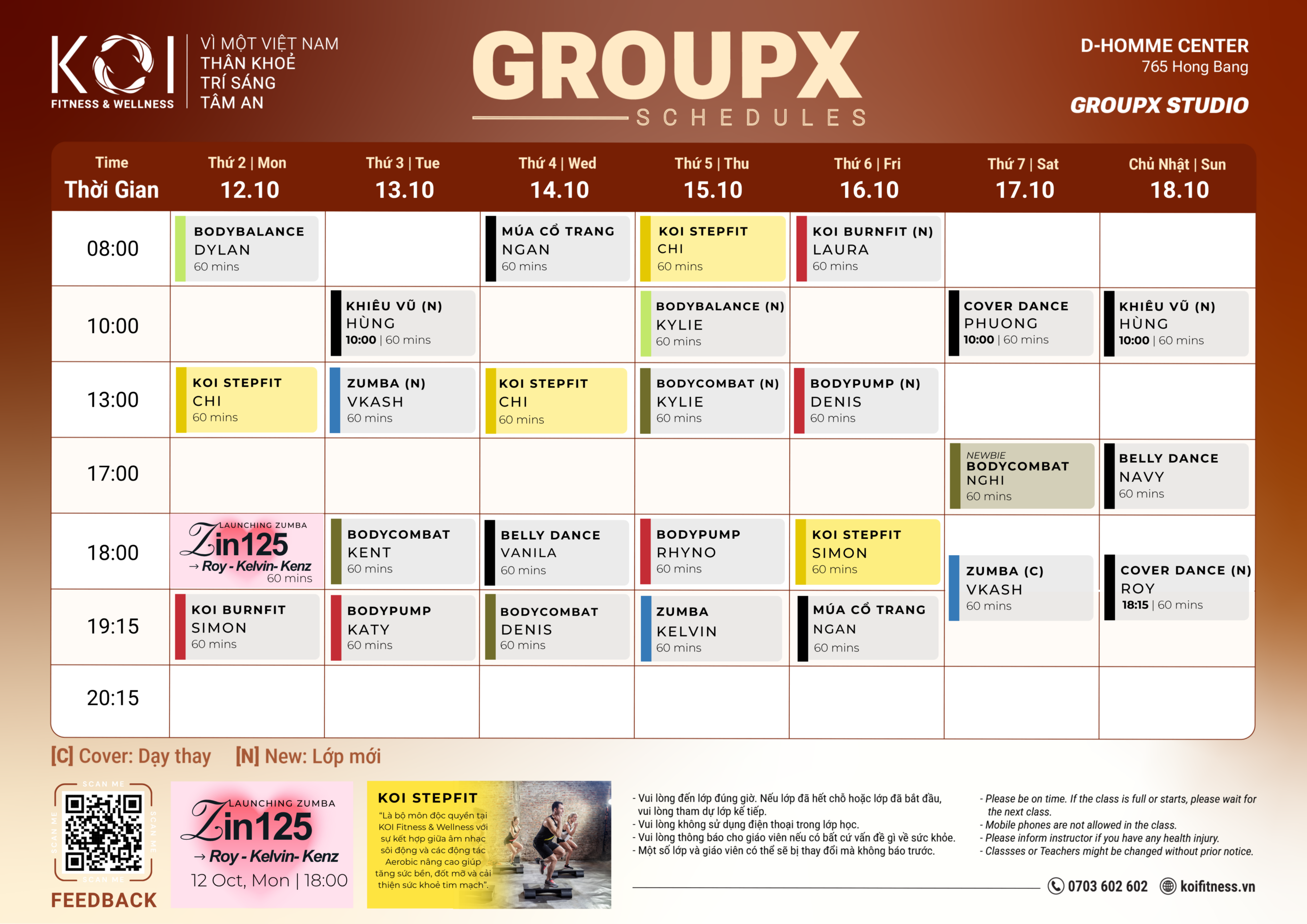 Lịch lớp D-Homme - Group X